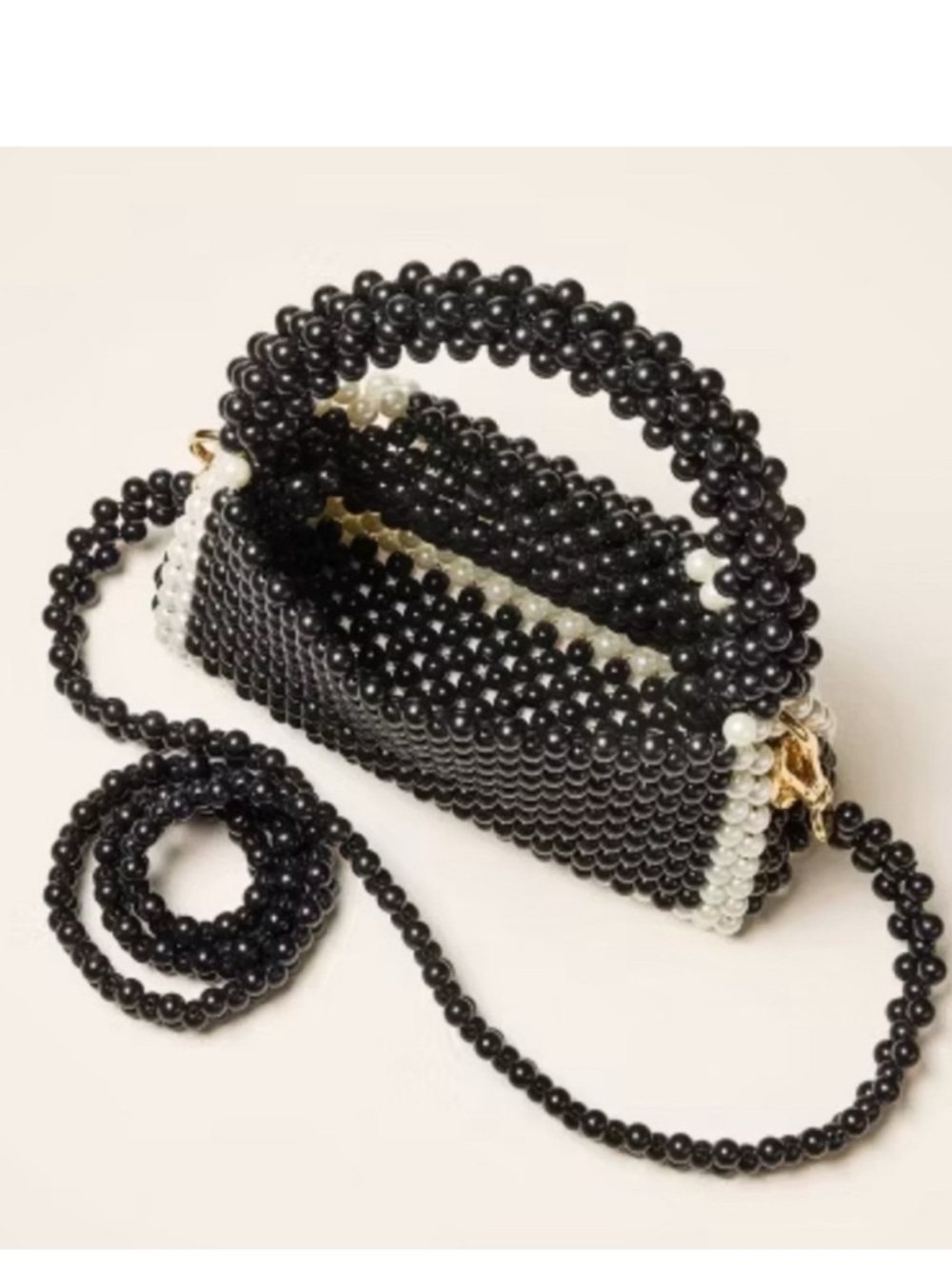 kate spade Black and White Beaded Mini Top-Handle Bag - Picture 4 of 5